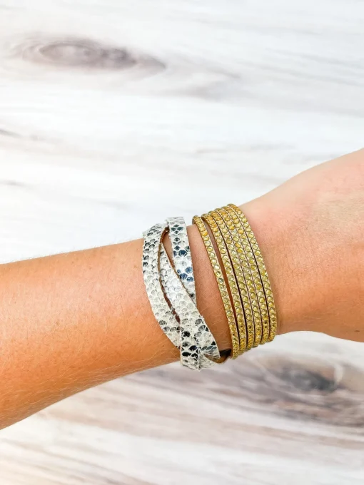 Rhinestone & Snake Wrap Bracelet