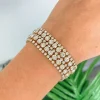 Rhinestone Magnetic Bracelet Stack - Gold