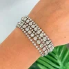 Rhinestone Magnetic Bracelet Stack - Silver
