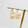 Rhinestone Scrunchie Hoop Earrings - Ivory