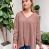 Ribbed V-Neck Long Sleeve Top by Sew In Love