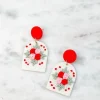 Rose Bouquet Clay Dangle Earrings