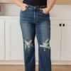 Rose High Rise 90's Straight Jeans in Dark Wash by Judy Blue