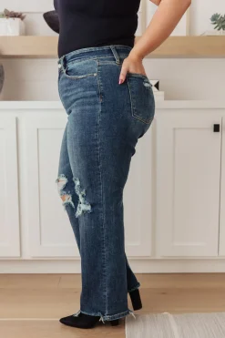 Rose High Rise 90's Straight Jeans in Dark Wash by Judy Blue