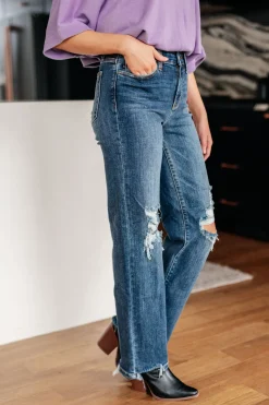 Rose High Rise 90's Straight Jeans in Dark Wash by Judy Blue