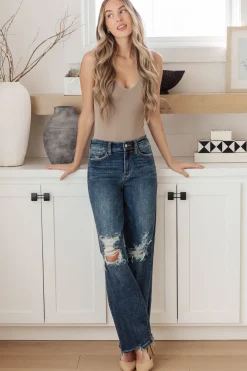 Rose High Rise 90's Straight Jeans in Dark Wash by Judy Blue
