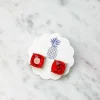 Rose Printed Stud Earrings - Red