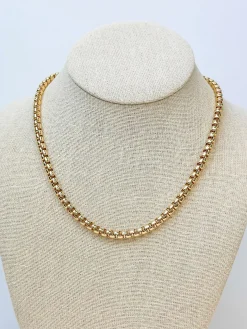 Round Box Chain Necklace - Gold
