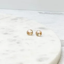 Round Crystal Studs - Champagne