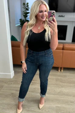 Rowena High Rise Pull On Double Cuff Slim Jeans by Judy Blue