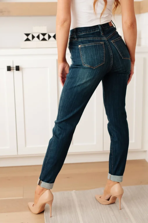 Rowena High Rise Pull On Double Cuff Slim Jeans by Judy Blue