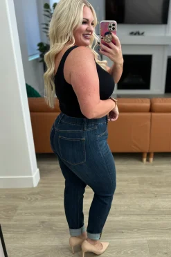 Rowena High Rise Pull On Double Cuff Slim Jeans by Judy Blue