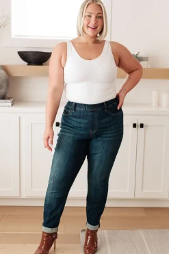 Rowena High Rise Pull On Double Cuff Slim Jeans by Judy Blue