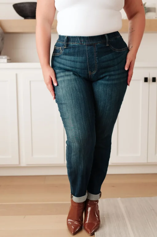 Rowena High Rise Pull On Double Cuff Slim Jeans by Judy Blue