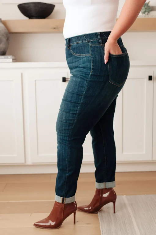 Rowena High Rise Pull On Double Cuff Slim Jeans by Judy Blue