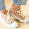 Run Me Down Velvet High Tops in Tan