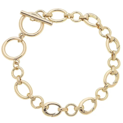 Sasha Charm Collector Toggle Charm Bracelet Base in Shiny Gold By Canvas