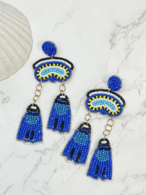 Scuba Diving Beaded Dangle Earrings