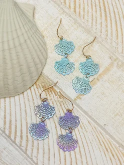 Seashell Duo Dangle Earrings - Mint