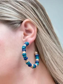 Seaside Beaded Hoop Earrings