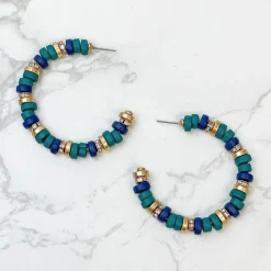 Seaside Beaded Hoop Earrings