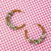 Seed Bead Flower Hoop Earrings - Gold