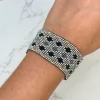 Seed Bead Stretch Bracelet - Black & White