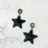 Semi Precious Star Statement Earrings - Black