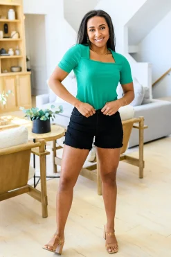 Sentimental Feelings Square Neck Top in Kelly Green (Ships in 1-2 Weeks)