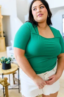 Sentimental Feelings Square Neck Top in Kelly Green (Ships in 1-2 Weeks)