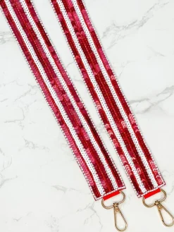 Sequin Purse Strap - Maroon & White