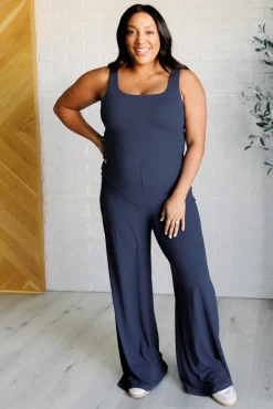 Shavasana Everyday Wide Leg Jumpsuit in Navy