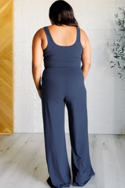 Shavasana Everyday Wide Leg Jumpsuit in Navy