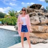 Sheer Lightweight Cocoon Kimono - Light Pink