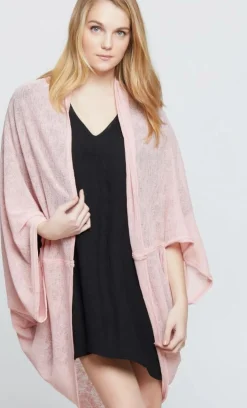 Sheer Lightweight Cocoon Kimono - Light Pink