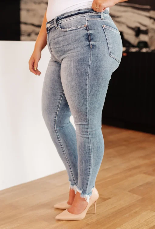 Sherry Mid Rise Release Waistband Detail Skinny by Judy Blue