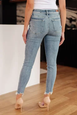 Sherry Mid Rise Release Waistband Detail Skinny by Judy Blue