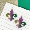 Shimmer Fleur De Lis Dangle Earrings
