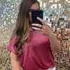 Shimmering Short Sleeve Top - Hot Pink by Sew In Love