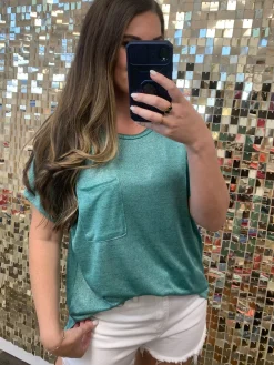 Shimmering Short Sleeve Top - Emerald by Sew In Love