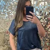 Shimmering Short Sleeve Top - Black by Sew In Love
