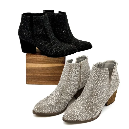 Shine Star Rhinestone Bootie in Black