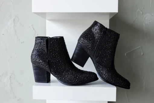 Shine Star Rhinestone Bootie in Black