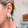 Shiny Sequin Hoop Earrings - Gray