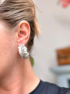 Shiny Sequin Hoop Earrings - Gray