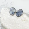 Silver Iridescent Stone Post Earring