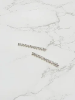 Silver Rhinestone Zig Zag Hair Pin Set