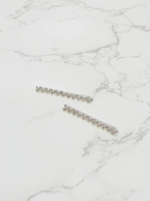 Silver Rhinestone Zig Zag Hair Pin Set