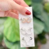 Simple Flower Hoop Earring Set of 3