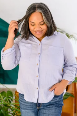 Skies The Limit Button Up in Lavender Blue